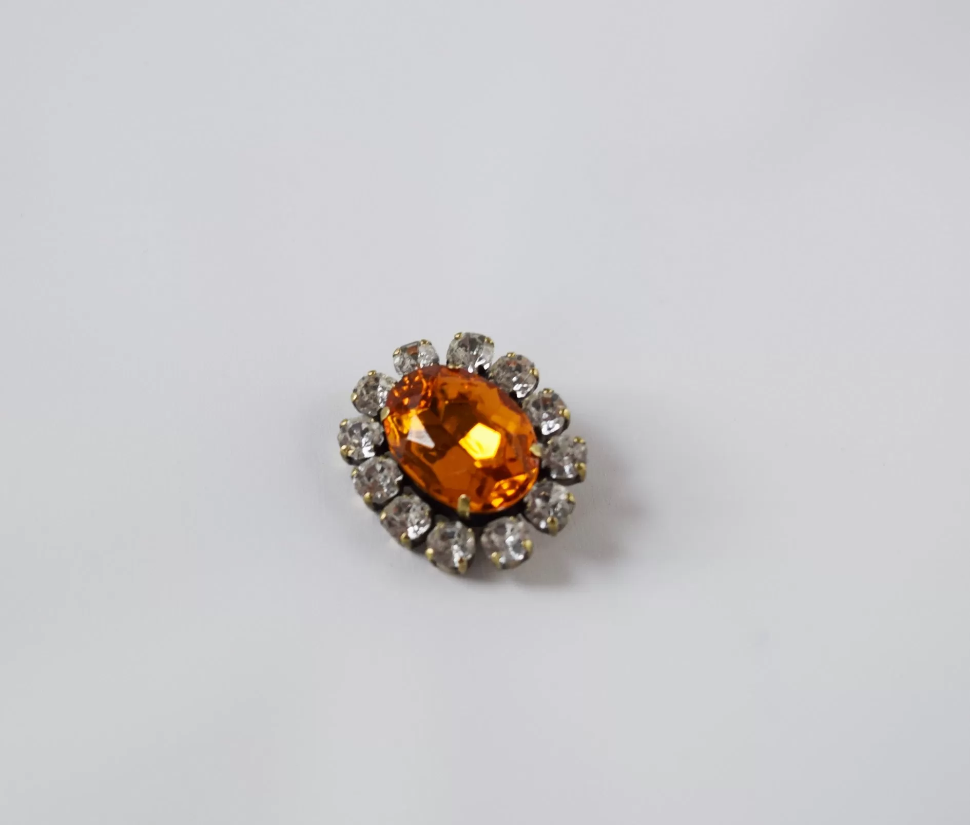 Orange Topaz Crystal Cluster Brooch