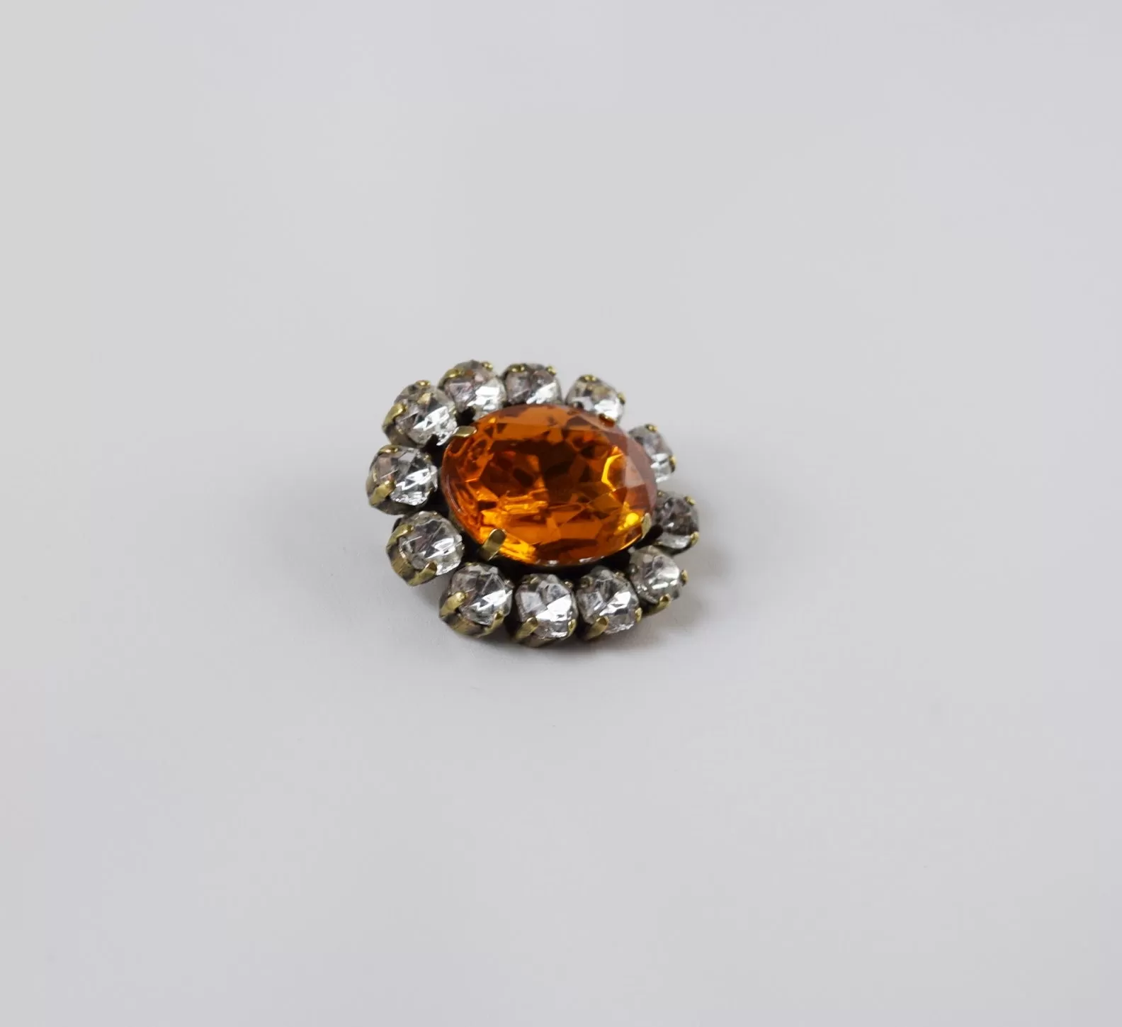 Orange Topaz Crystal Cluster Brooch