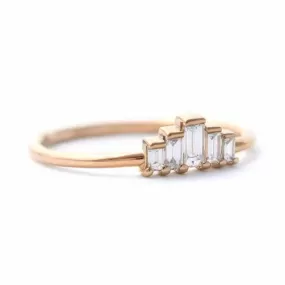 ORDER ONLY: 18K Rose Gold Small Five Baguette Diamond Ring