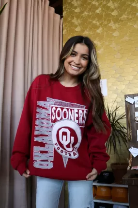 OU Sooners Football Spree Crimson Thrifted Sweatshirt