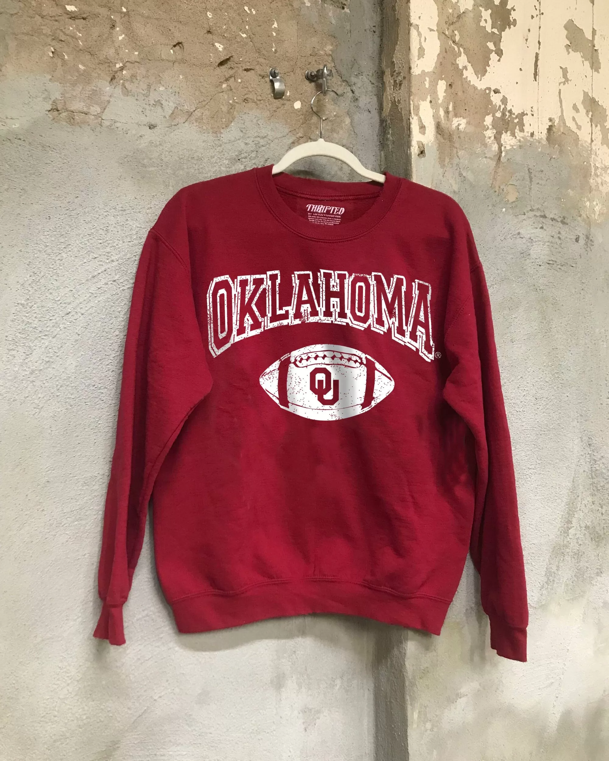 OU Sooners Wonka Football Crimson Thrifted Sweatshirt