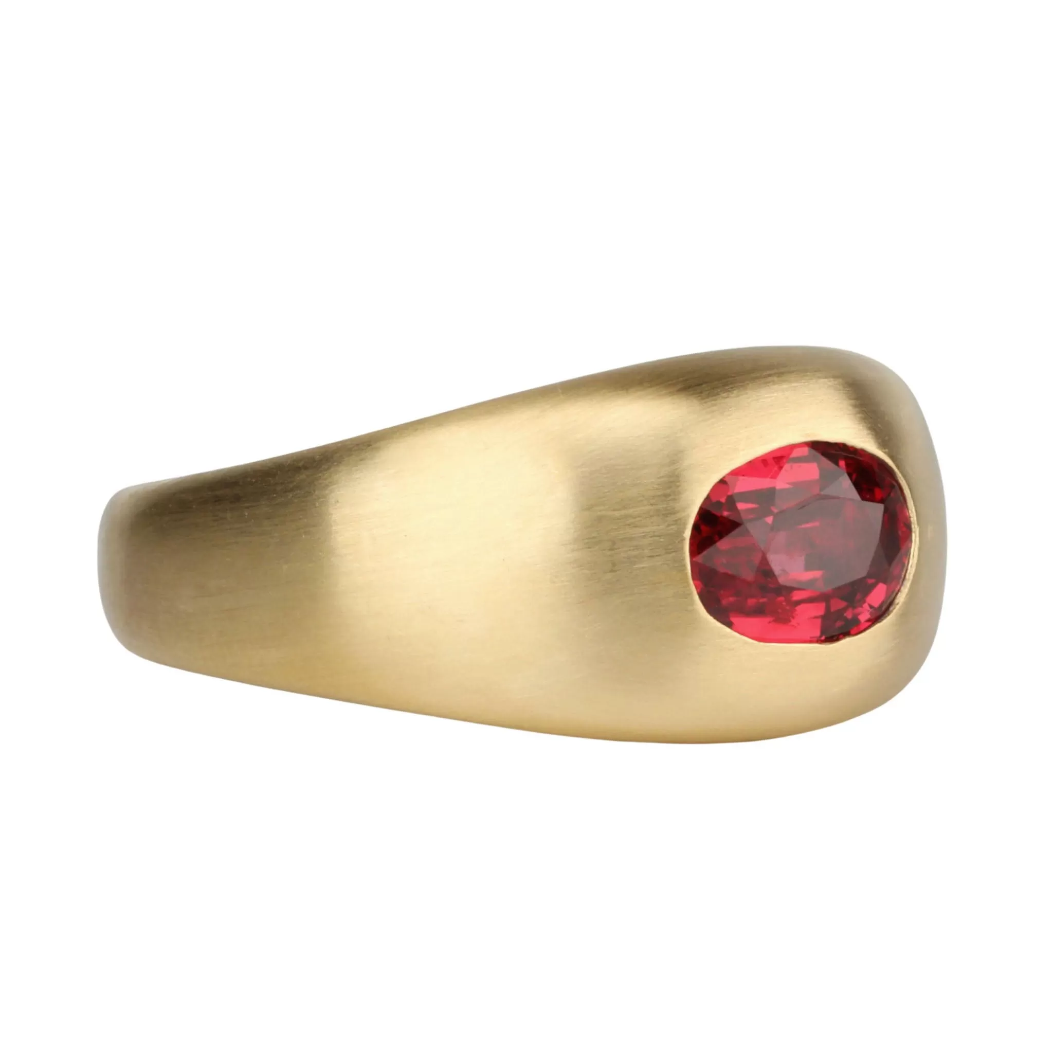 Oval Faceted Mozambique Ruby Signet Ring