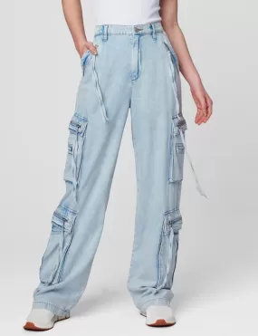 Oversized Denim Cargo Pant, Blue Lagoon