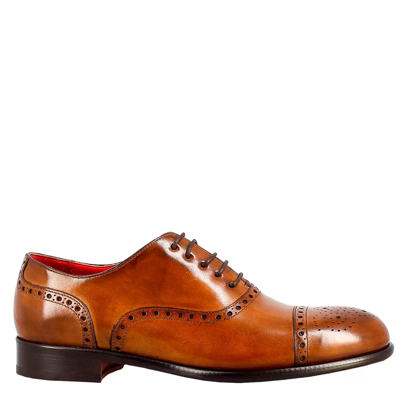 Oxford semi brogue marrone elegante da uomo in pelle