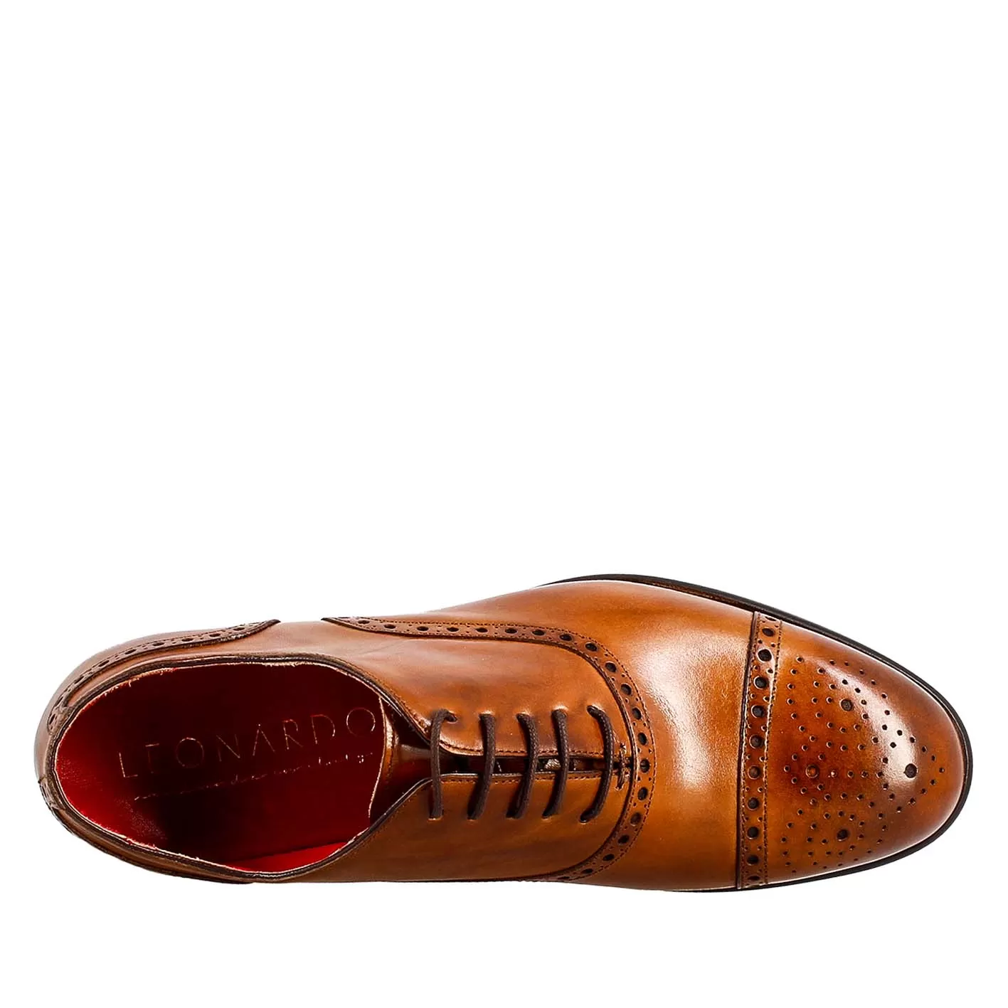 Oxford semi brogue marrone elegante da uomo in pelle