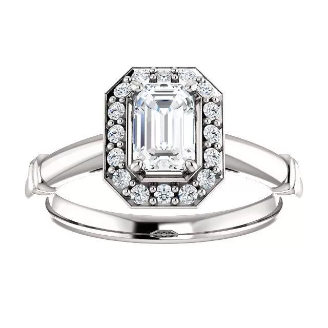 Pave Diamond-Halo Solitaire Engagement Ring