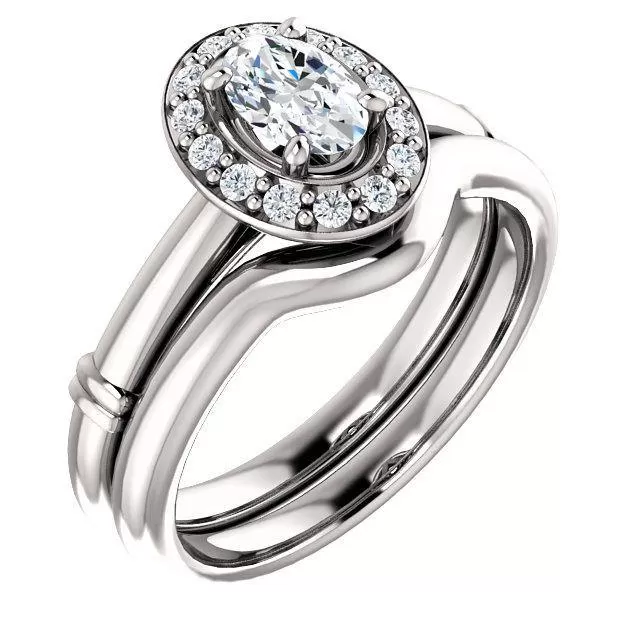 Pave Diamond-Halo Solitaire Engagement Ring