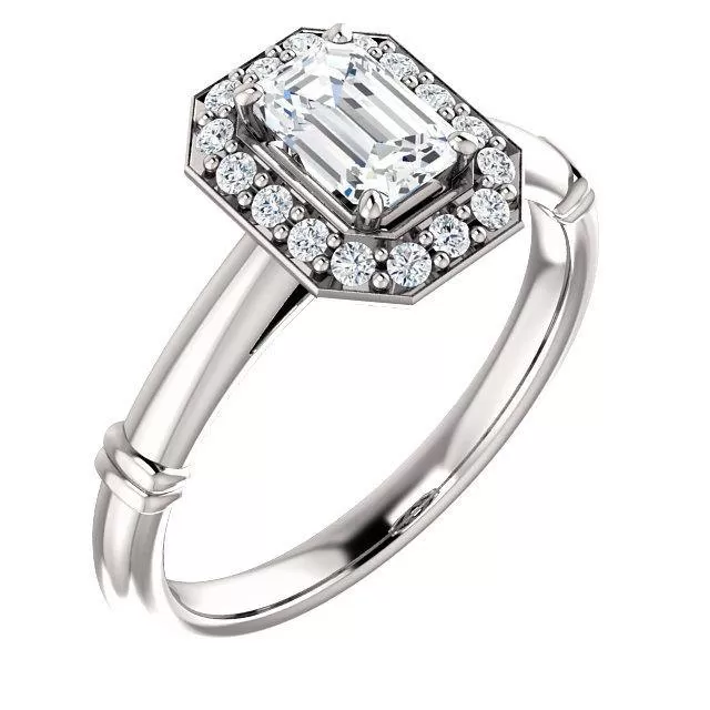 Pave Diamond-Halo Solitaire Engagement Ring