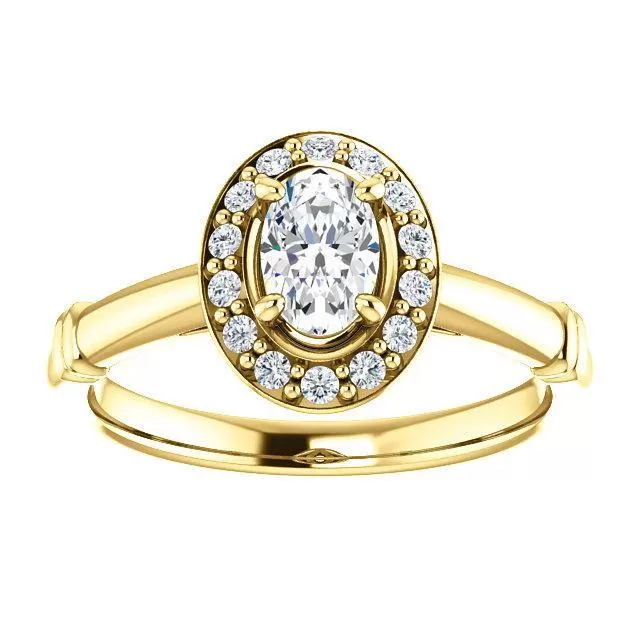 Pave Diamond-Halo Solitaire Engagement Ring