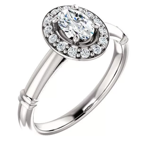 Pave Diamond-Halo Solitaire Engagement Ring