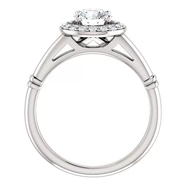 Pave Diamond-Halo Solitaire Engagement Ring