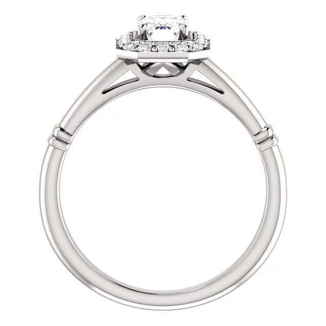 Pave Diamond-Halo Solitaire Engagement Ring