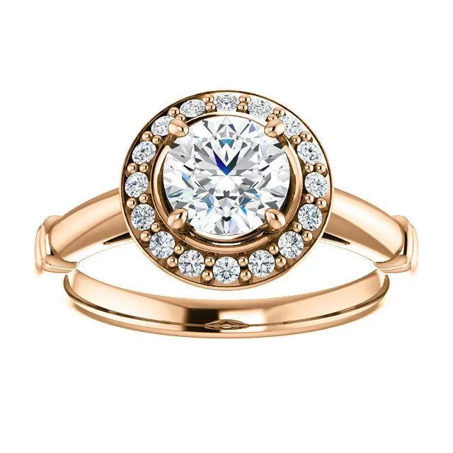 Pave Diamond-Halo Solitaire Engagement Ring