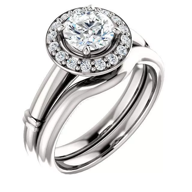 Pave Diamond-Halo Solitaire Engagement Ring