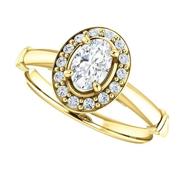 Pave Diamond-Halo Solitaire Engagement Ring