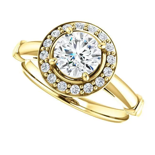 Pave Diamond-Halo Solitaire Engagement Ring