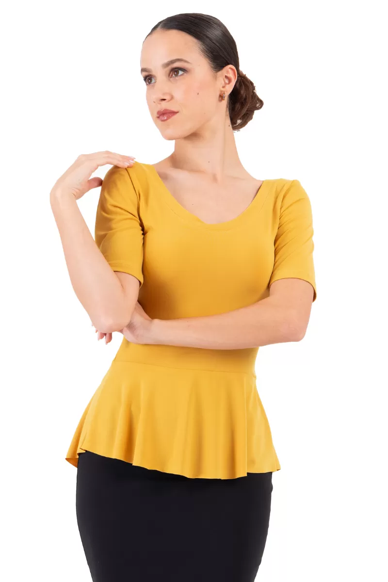 Peplum Top With Short Sleeves (L)