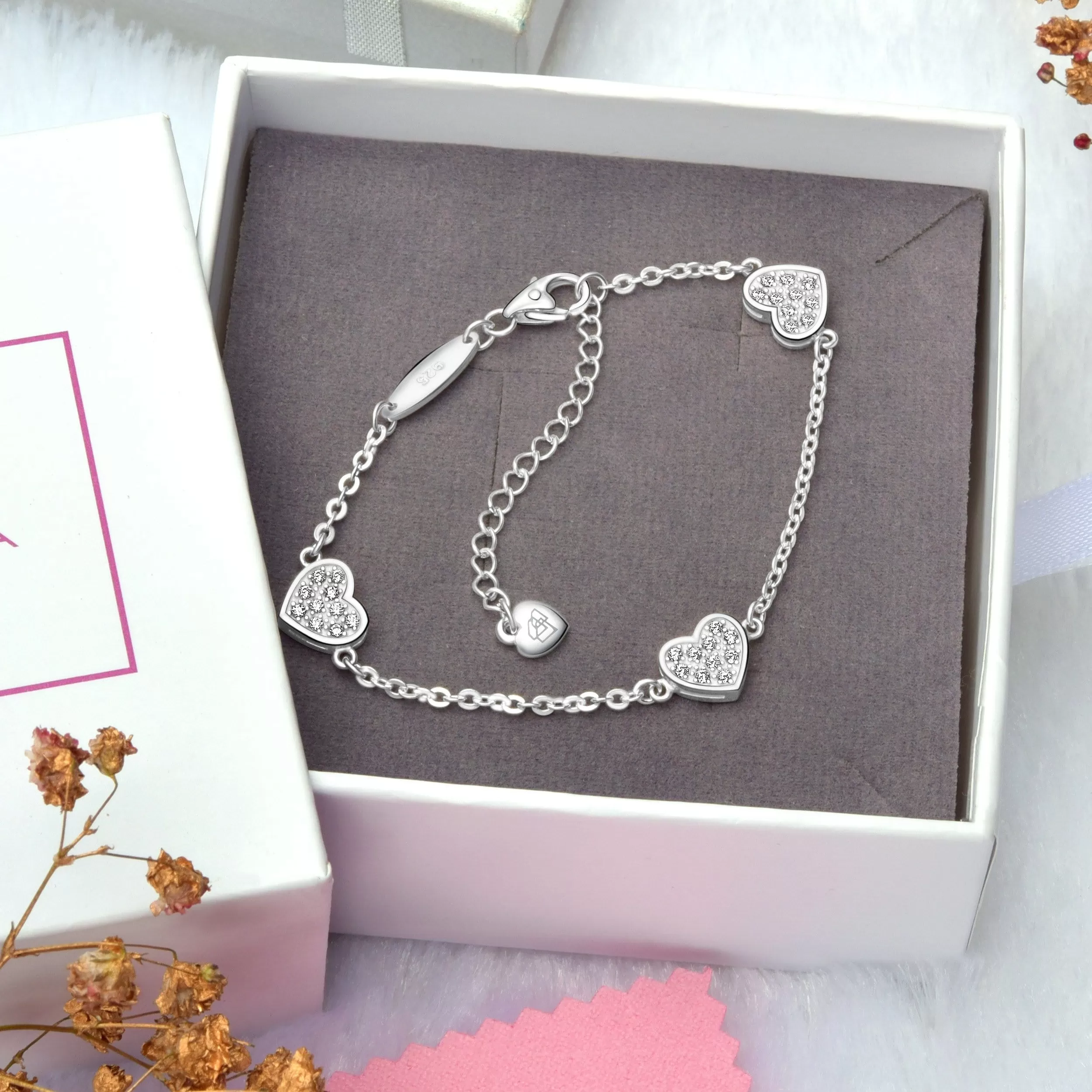 Petite Sterling Silver Heart Bracelets