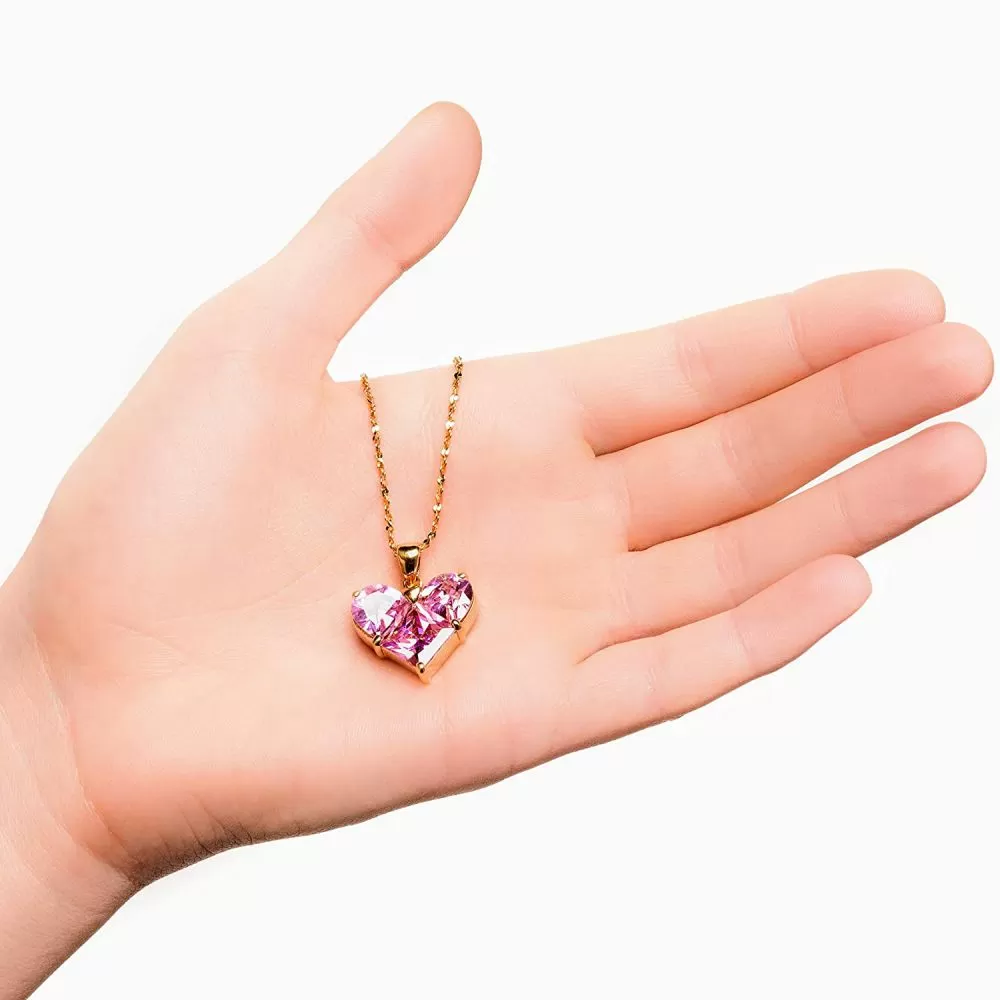 Pink Cubic Zirconia Heart Necklace