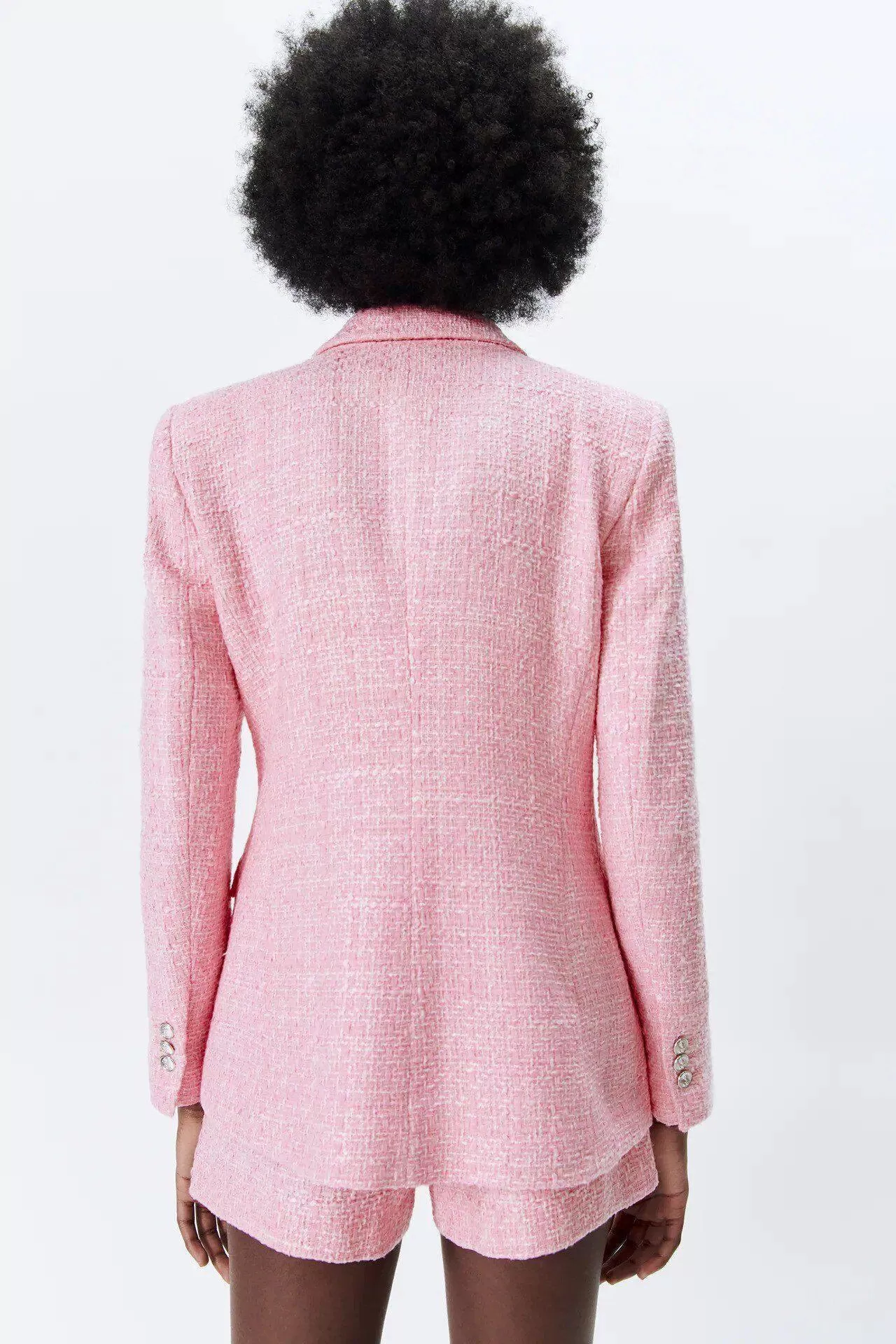 Pink Tweed Blazer Women - Formal-Business - Plain-Solid