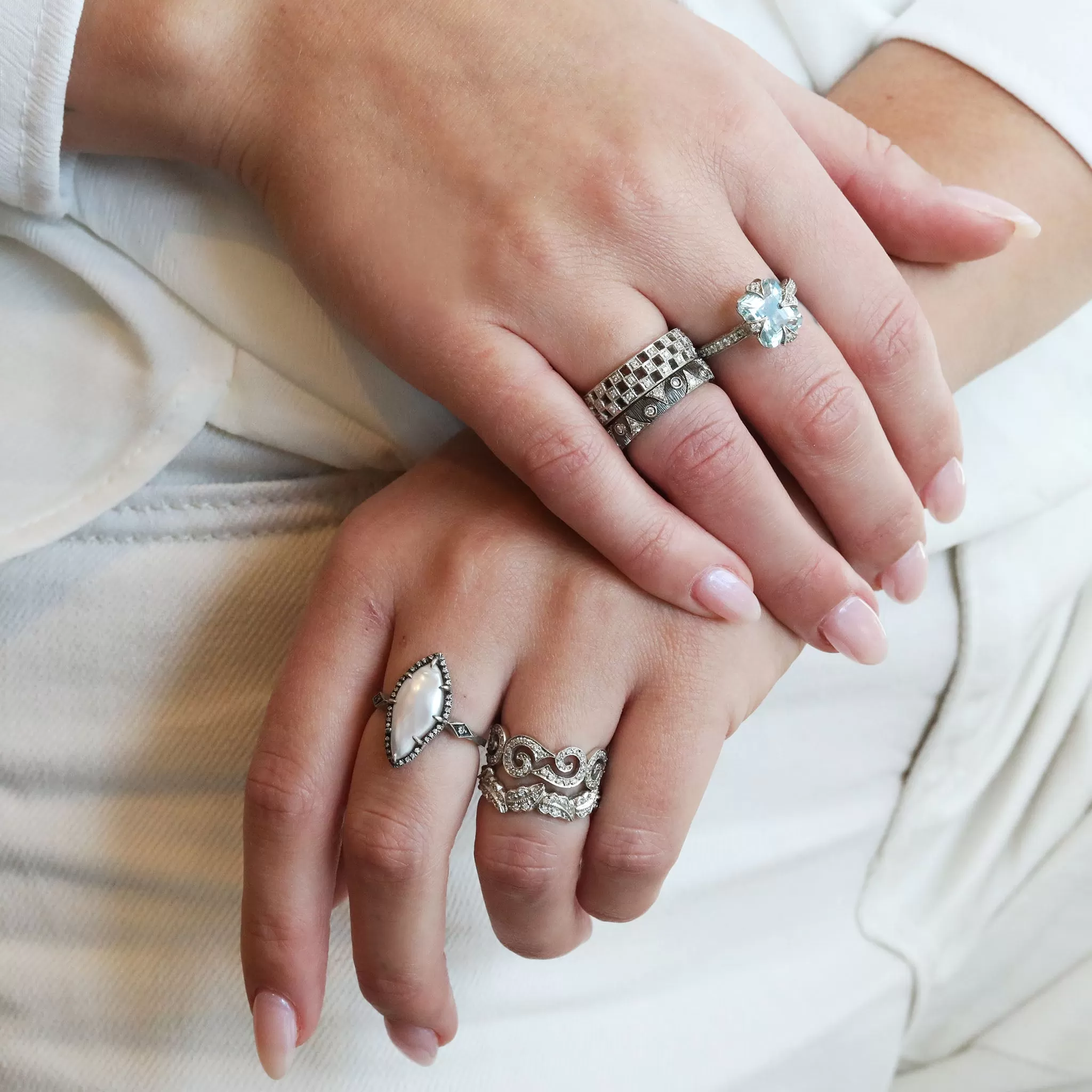 Platinum & Pave Diamond Swirl Thorn Ring