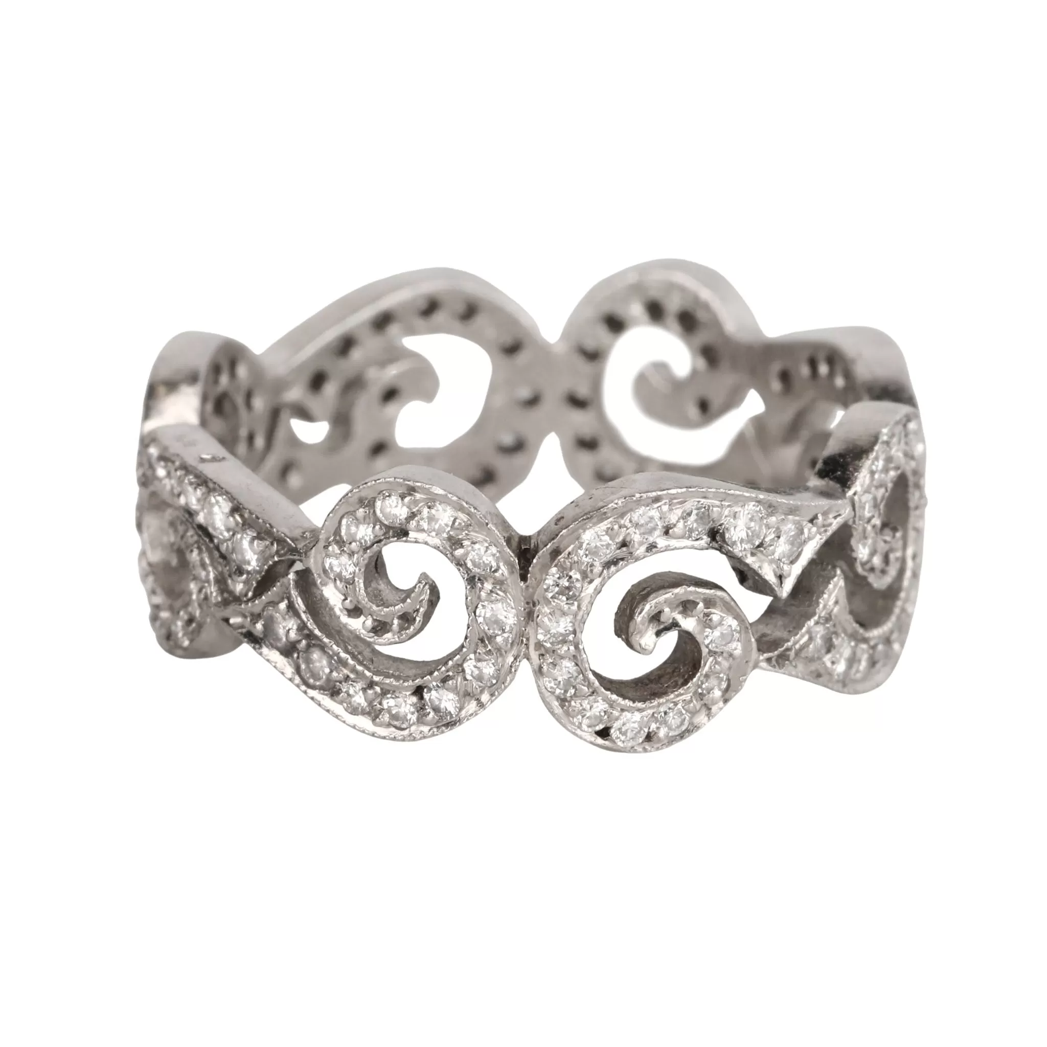 Platinum & Pave Diamond Swirl Thorn Ring