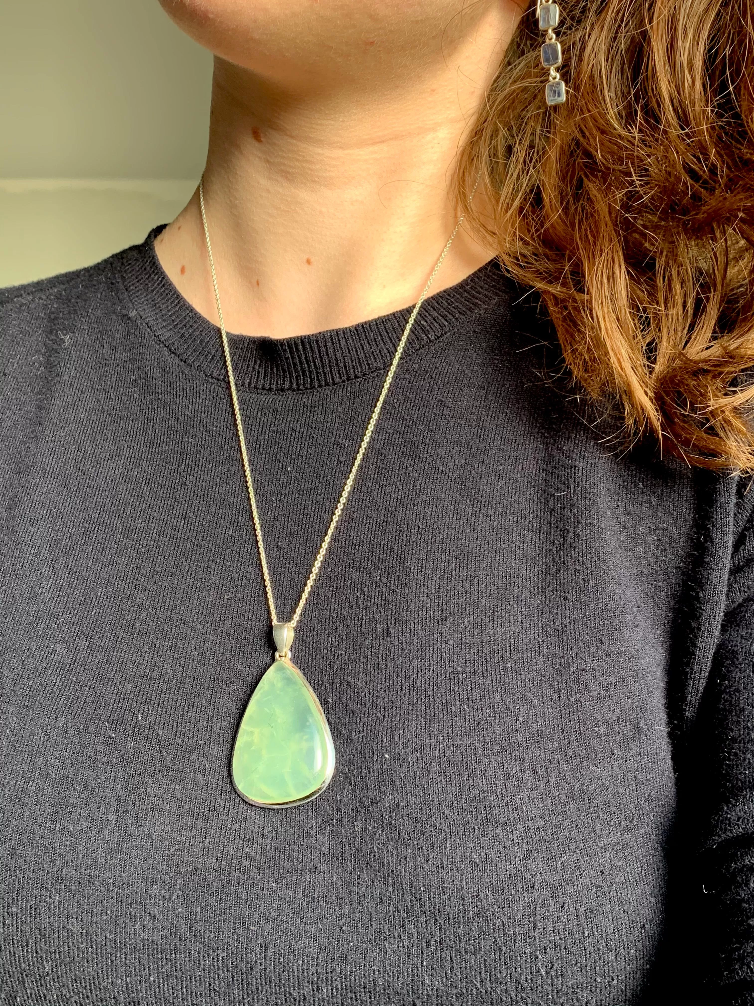 Prehnite Ariel Pendant - XLarge Chunky Teardrop