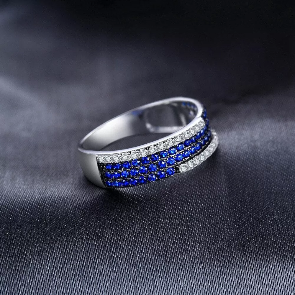 Promise Created Blue Sapphire Ring - 925 Sterling Silver