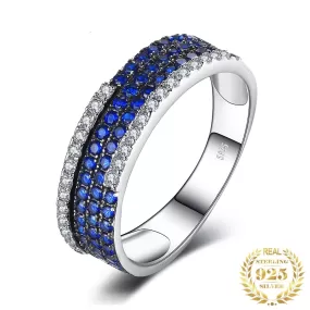 Promise Created Blue Sapphire Ring - 925 Sterling Silver