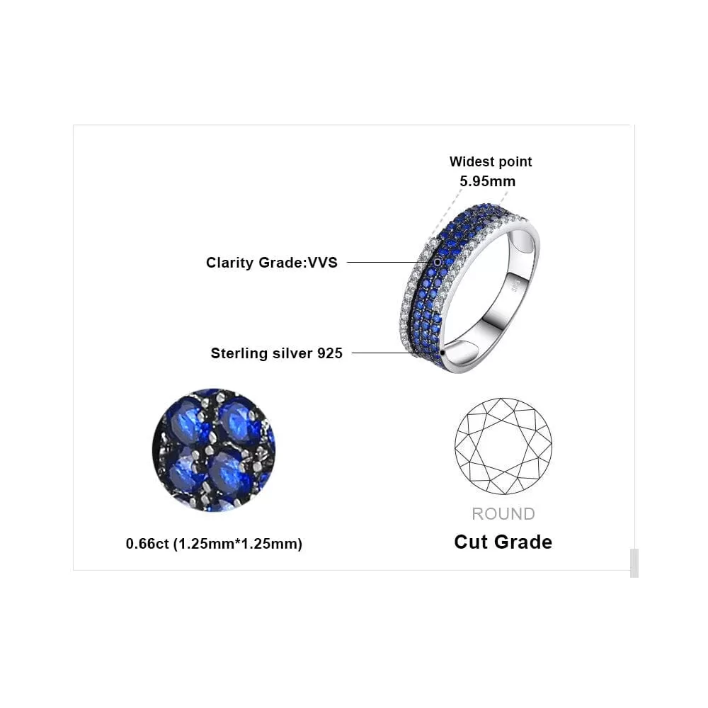 Promise Created Blue Sapphire Ring - 925 Sterling Silver