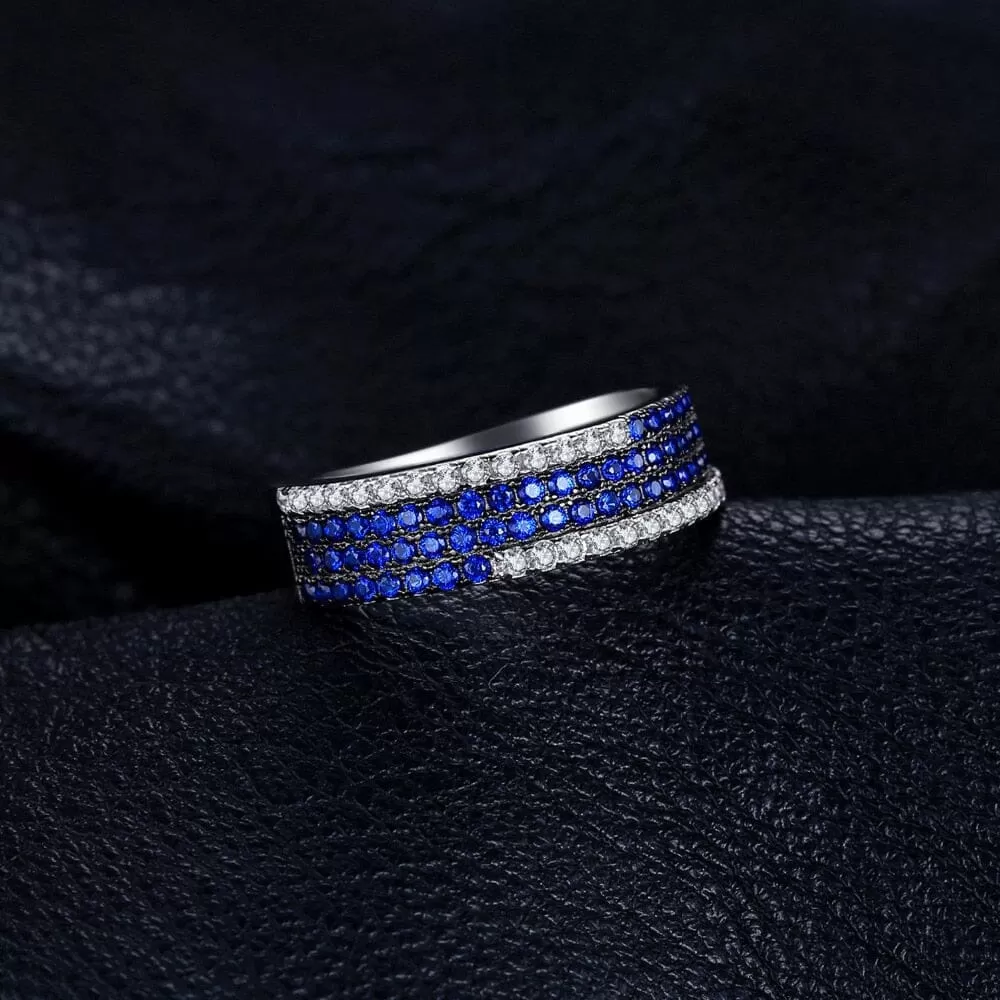 Promise Created Blue Sapphire Ring - 925 Sterling Silver