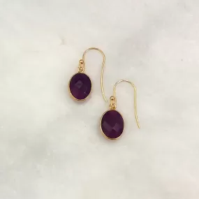 Purple Agate Single Drop Hook Earrings