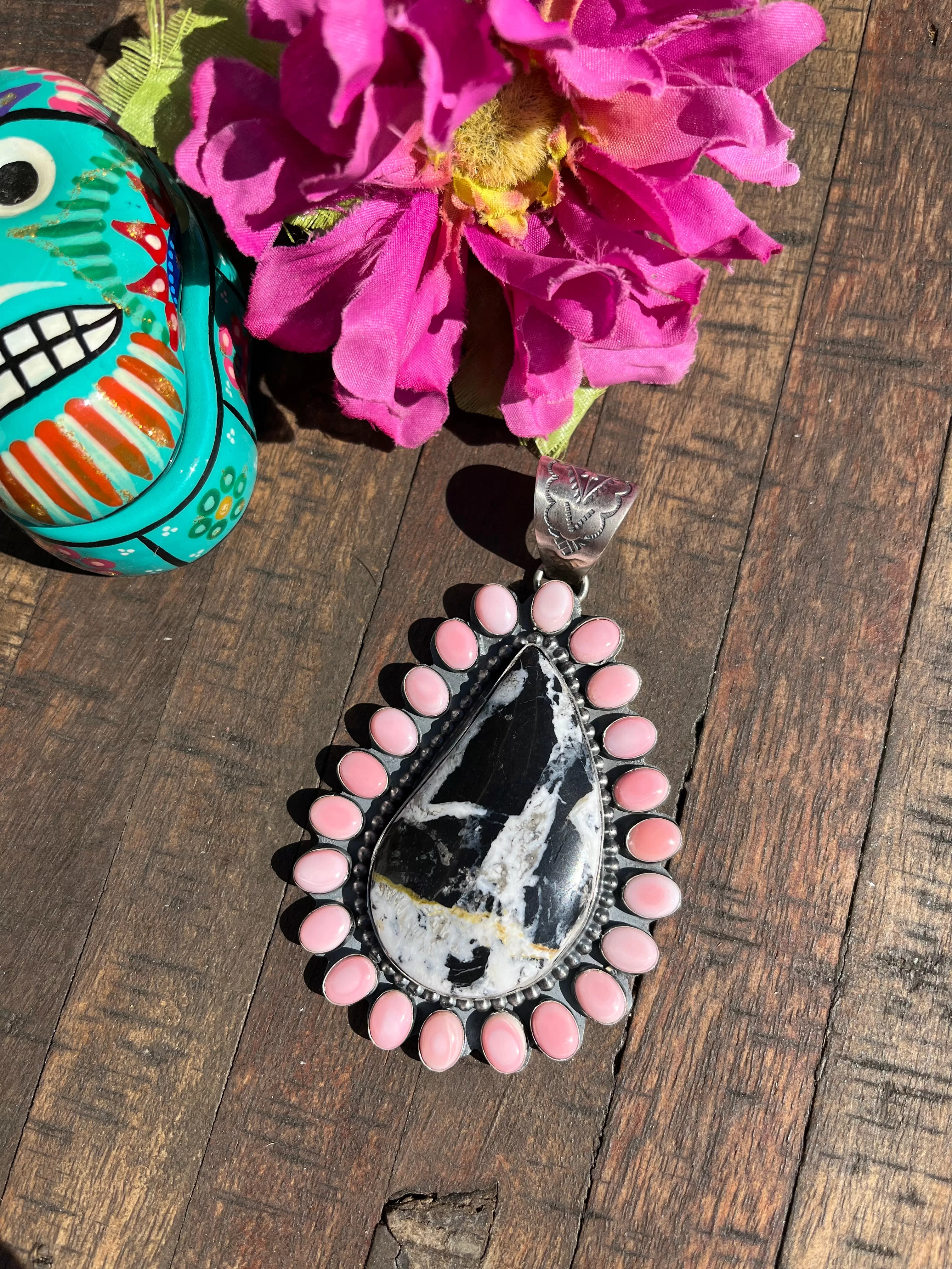 "Cotton Candy" and White Buffalo Pendant