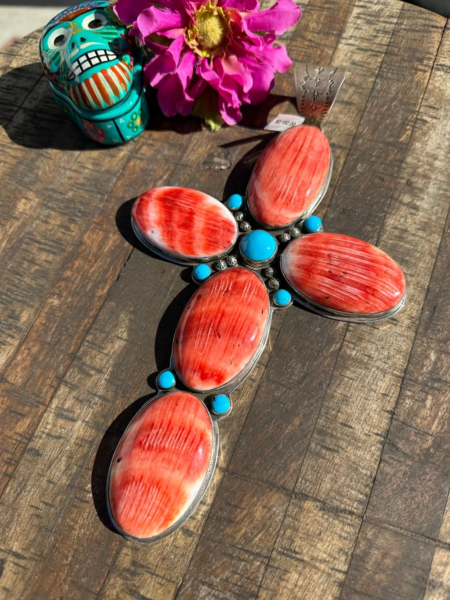 Red Spiny Cross Pendant