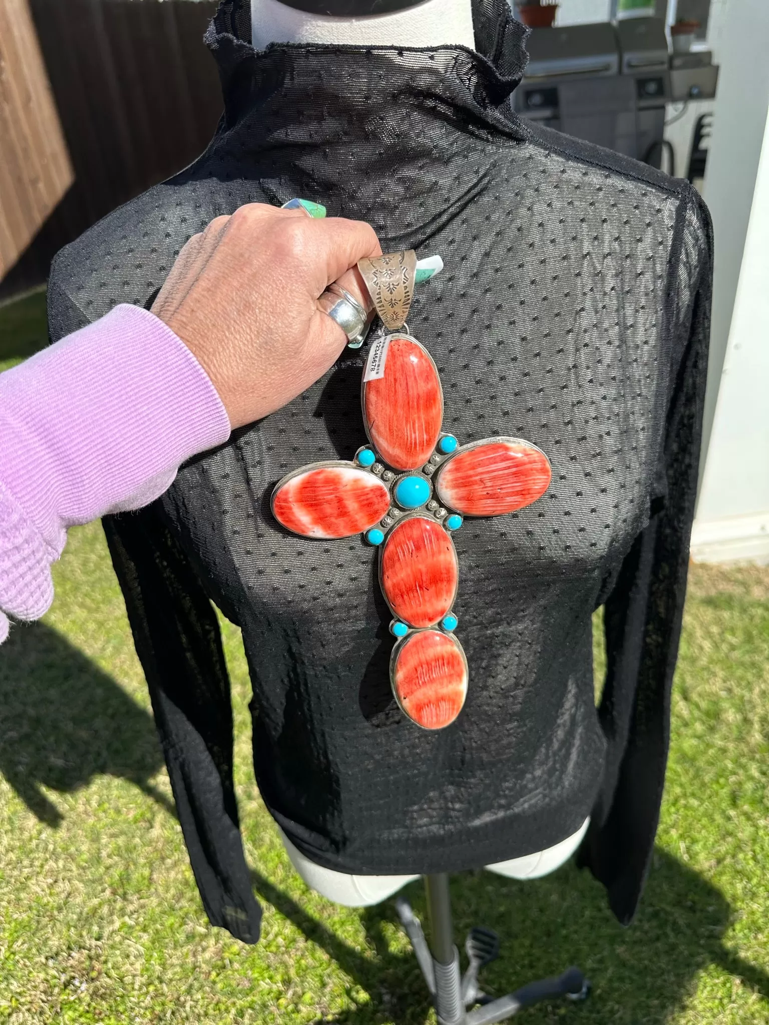 Red Spiny Cross Pendant