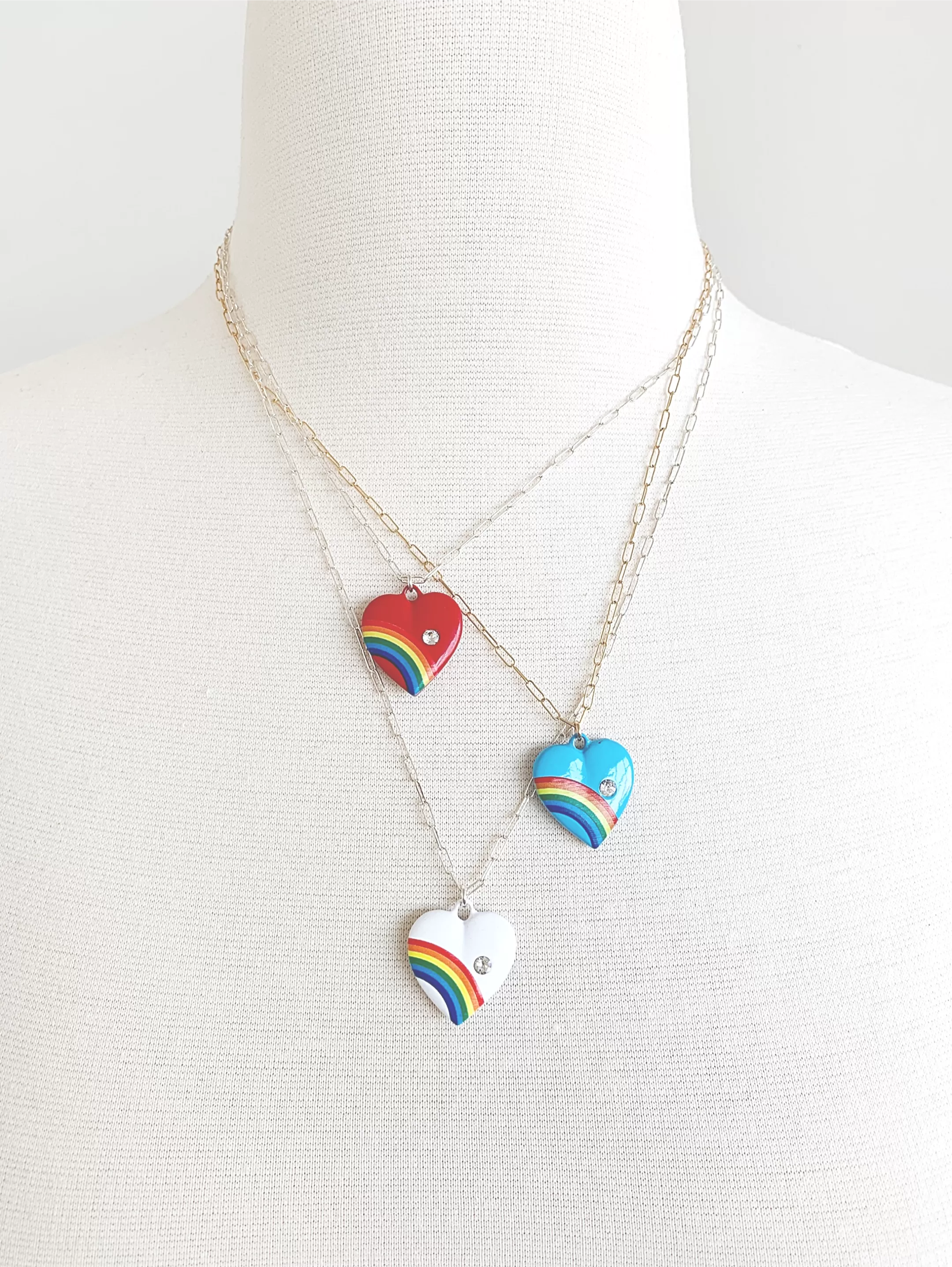 Retro Rainbow Heart Necklace