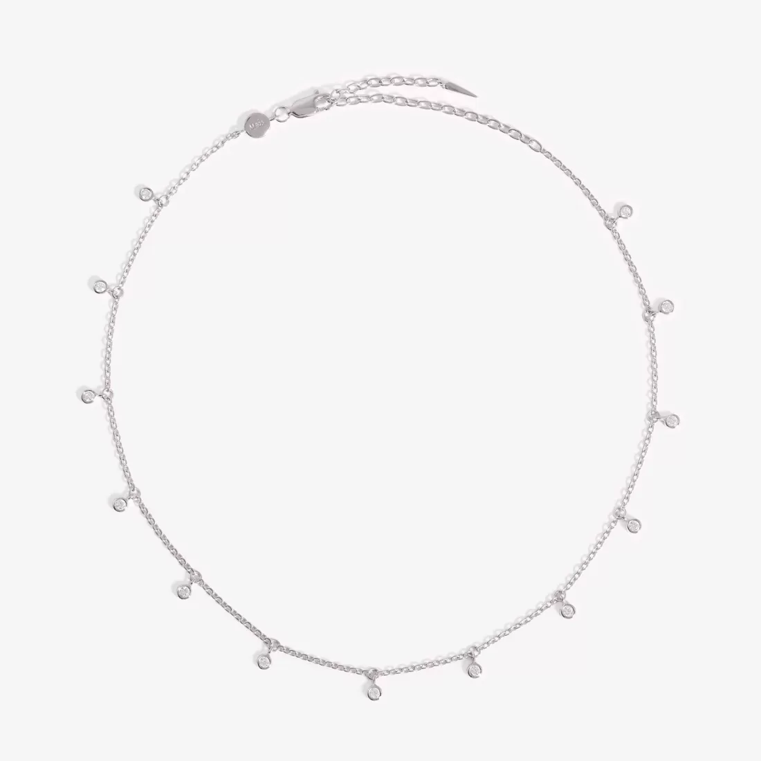 Rhodium Silver Interstellar Drop Choker Necklace