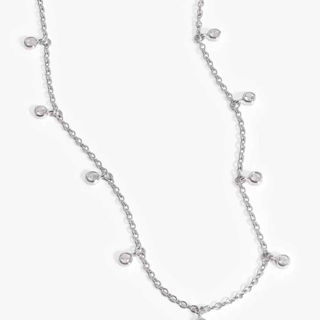 Rhodium Silver Interstellar Drop Choker Necklace