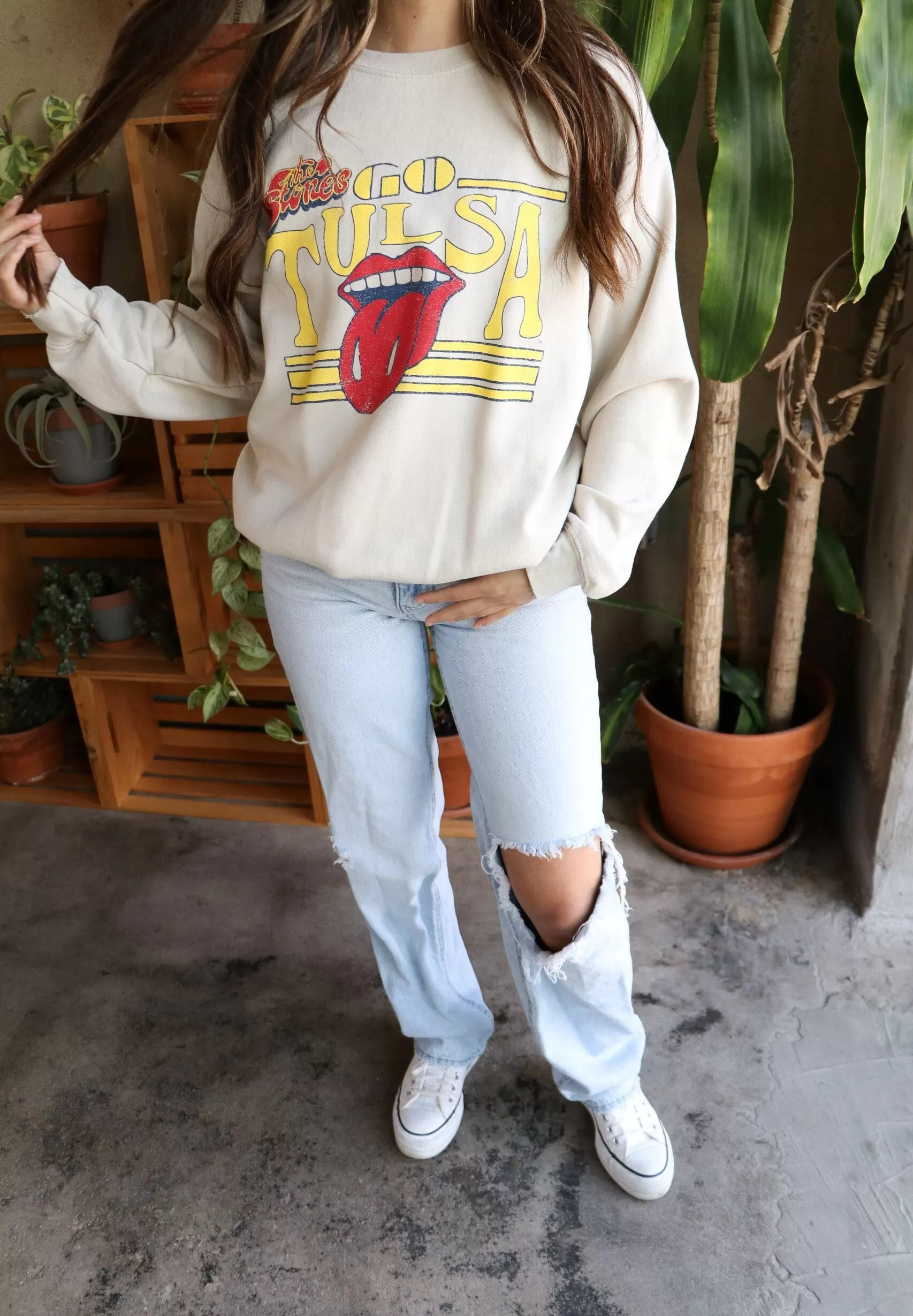 Rolling Stones TU Stoned Sand Thrifted Sweatshirt