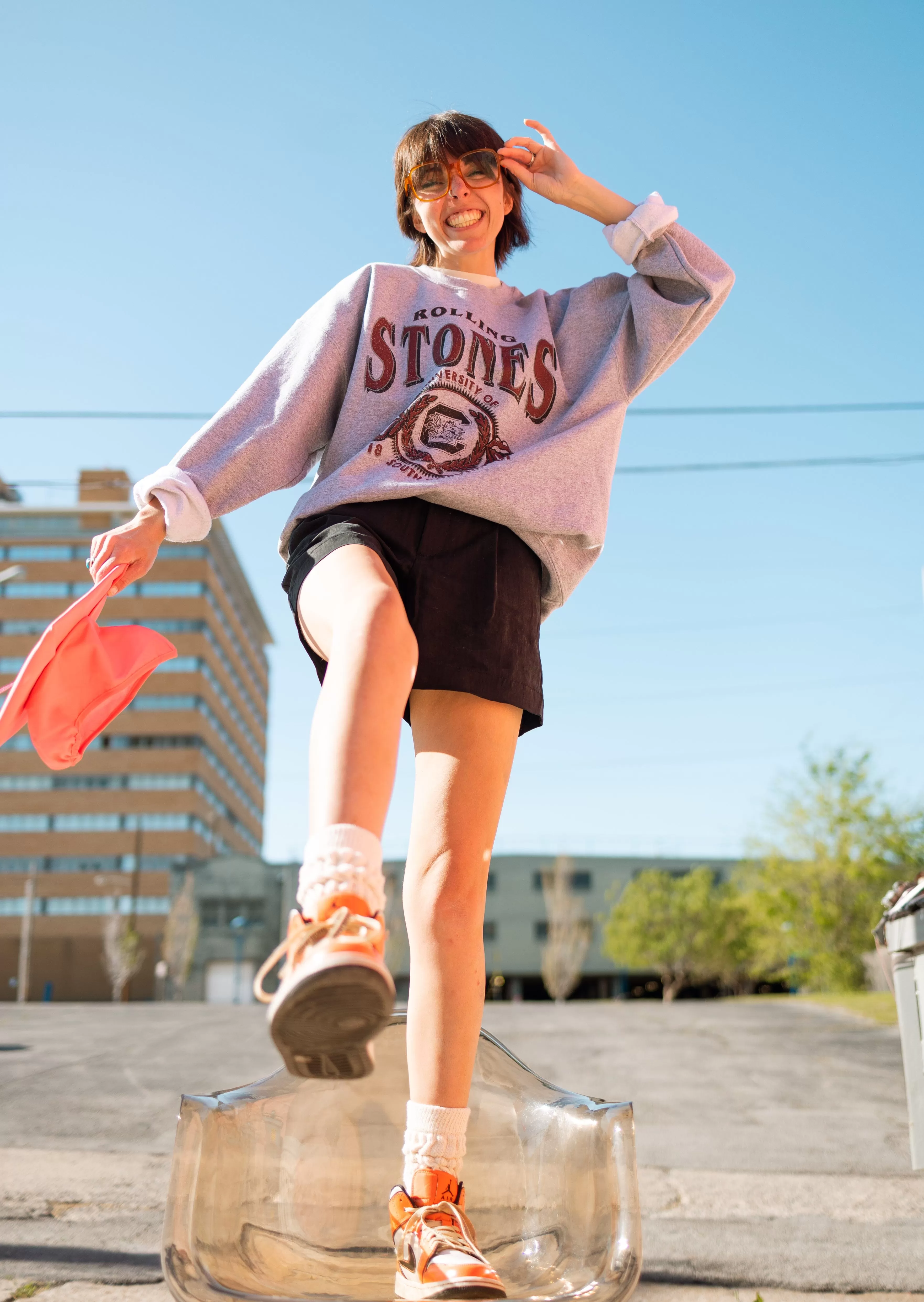 Rolling Stones USC Gamecocks College Seal Gray Thrifted Sweatshirt