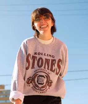 Rolling Stones USC Gamecocks College Seal Gray Thrifted Sweatshirt