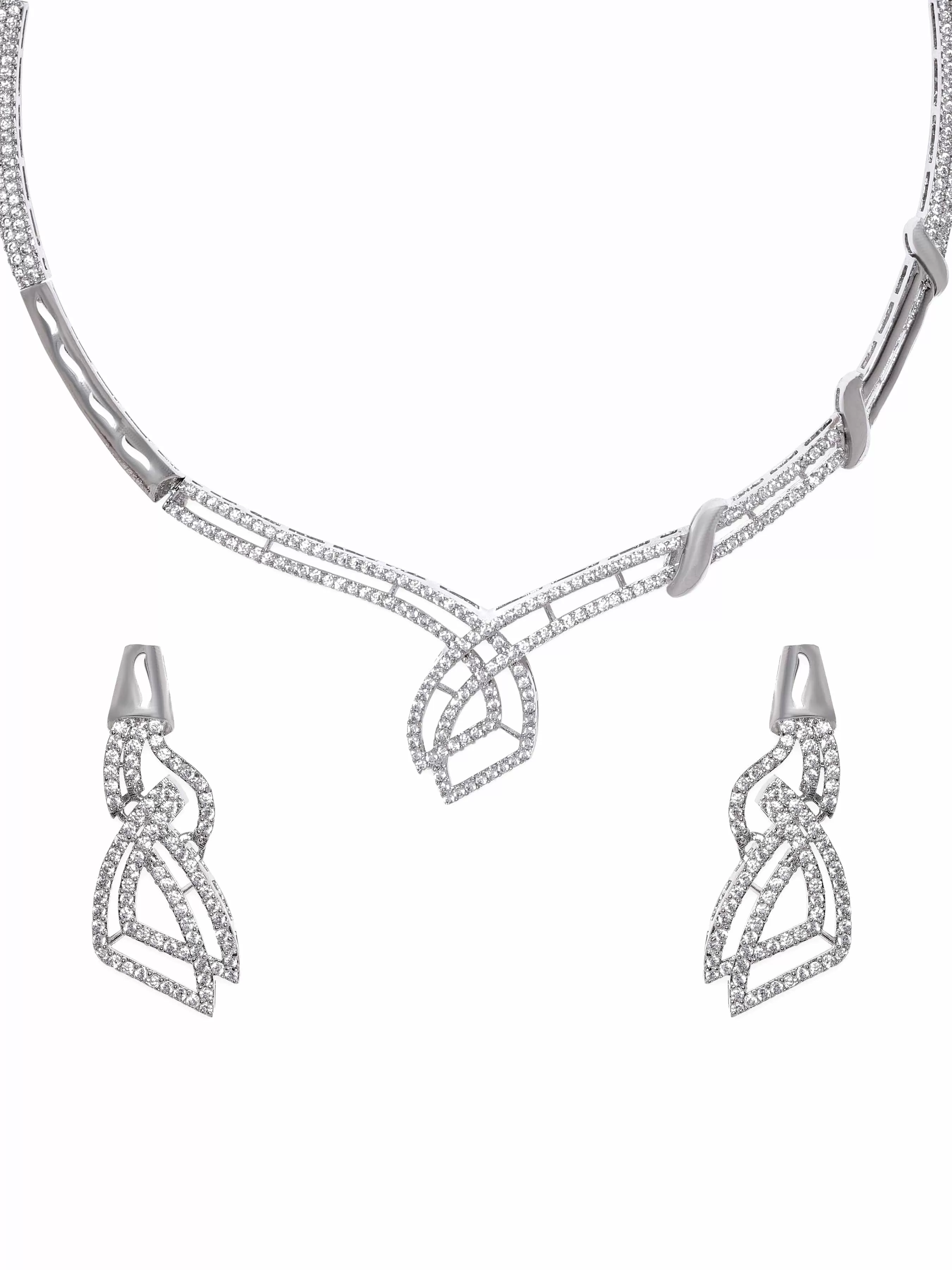 Rubans Eternal Sparkle Rhodium Plated Zirconia Jewelry Set