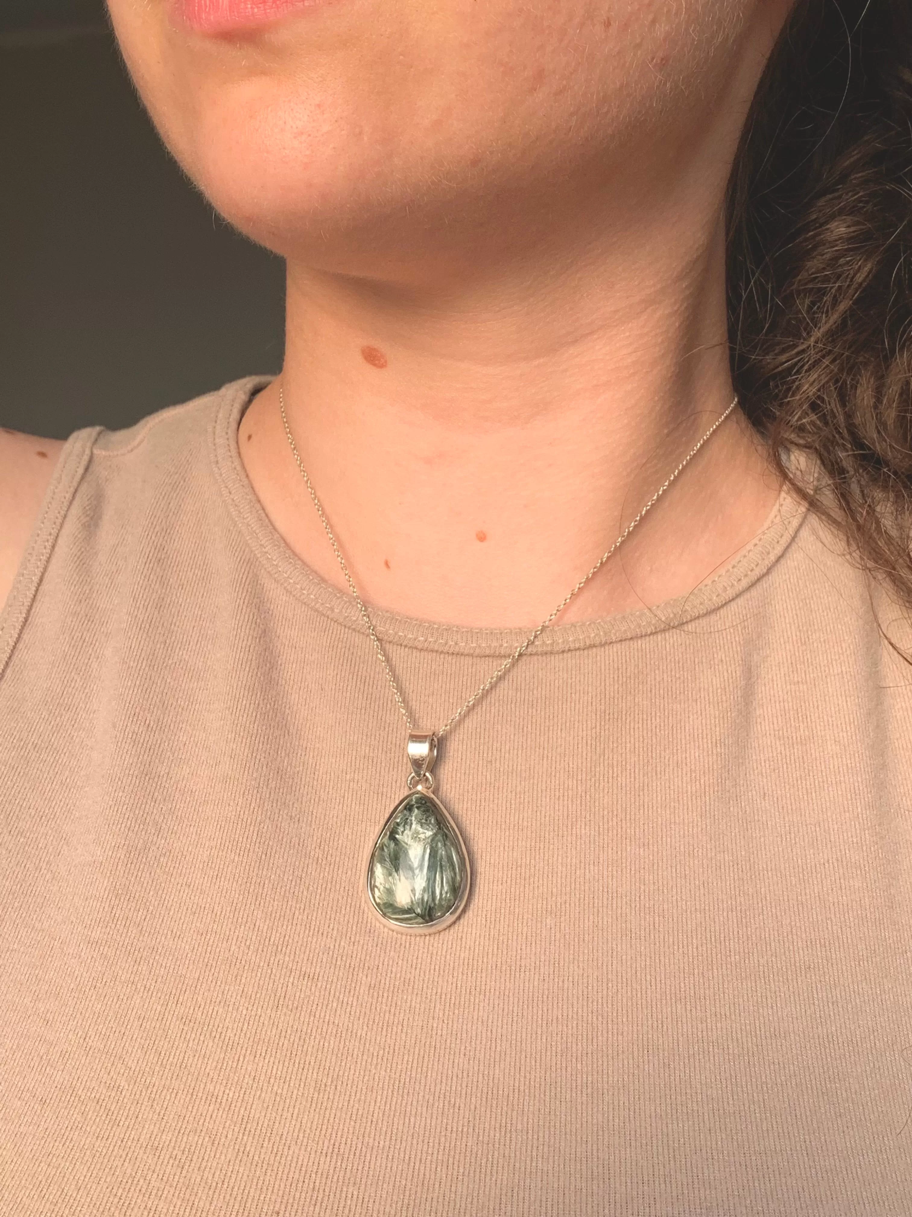 Seraphinite Naevia Pendant - Reg. Teardrop