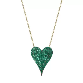 Silver gold plated green “Amore” heart necklace