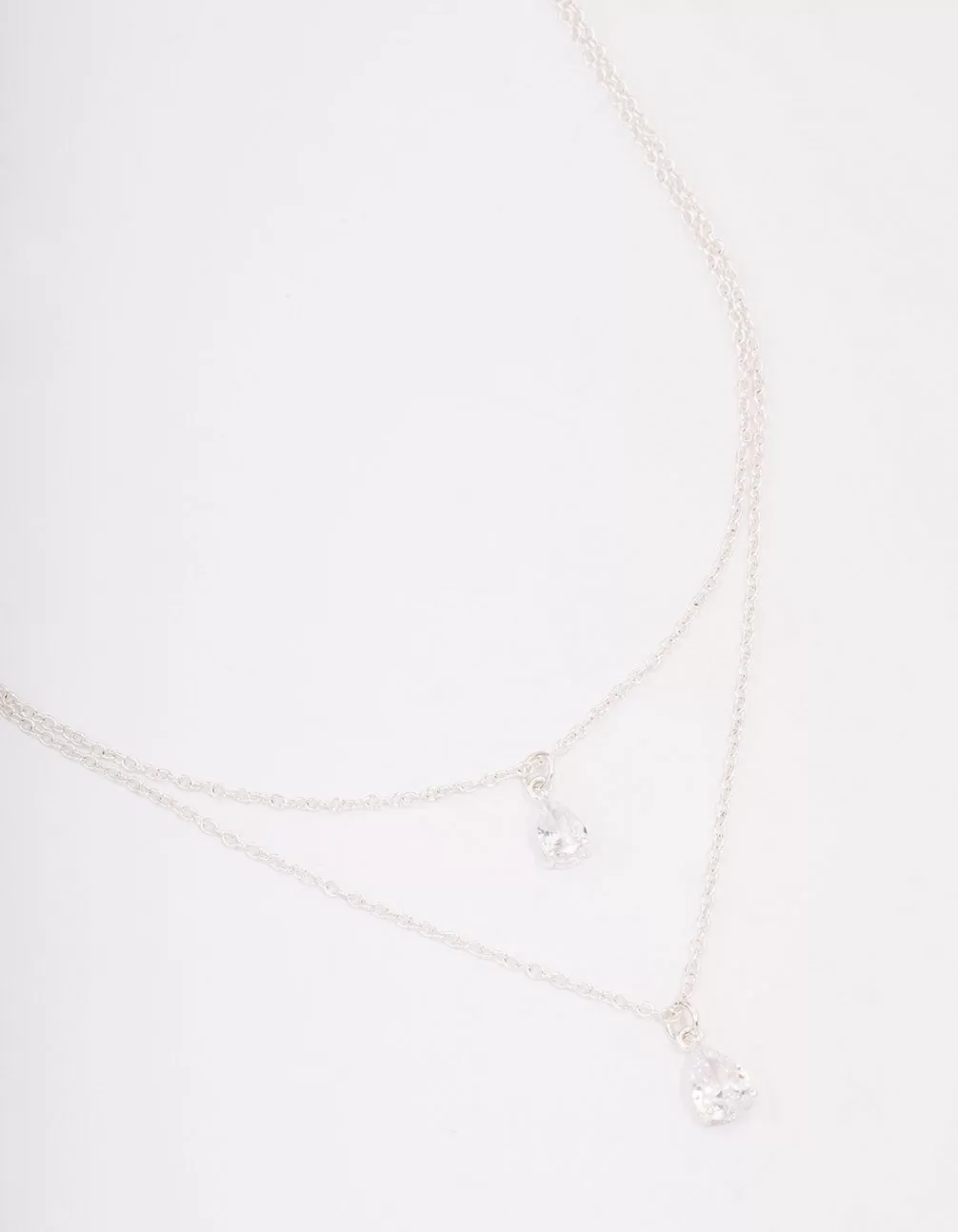 Silver Layered Dainty Diamante Short Necklace