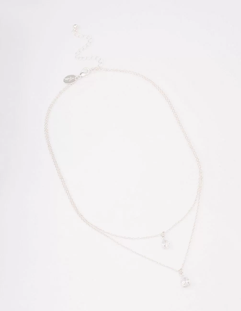 Silver Layered Dainty Diamante Short Necklace