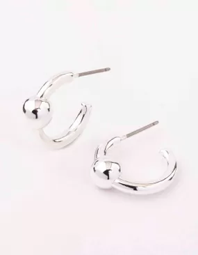 Silver Plain Ball Hoop Earrings