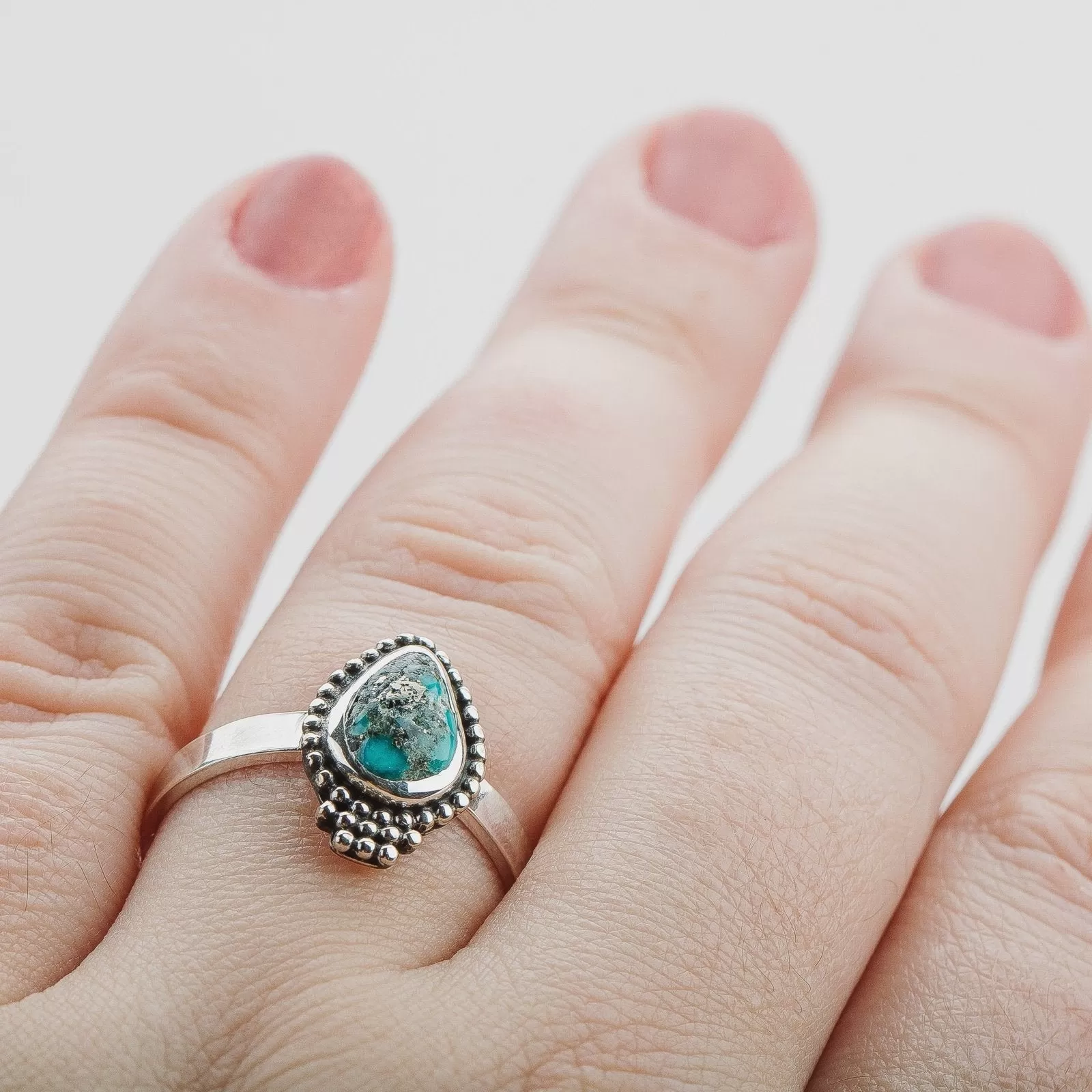 Size 10 White Water Turquoise Gemstone Ring