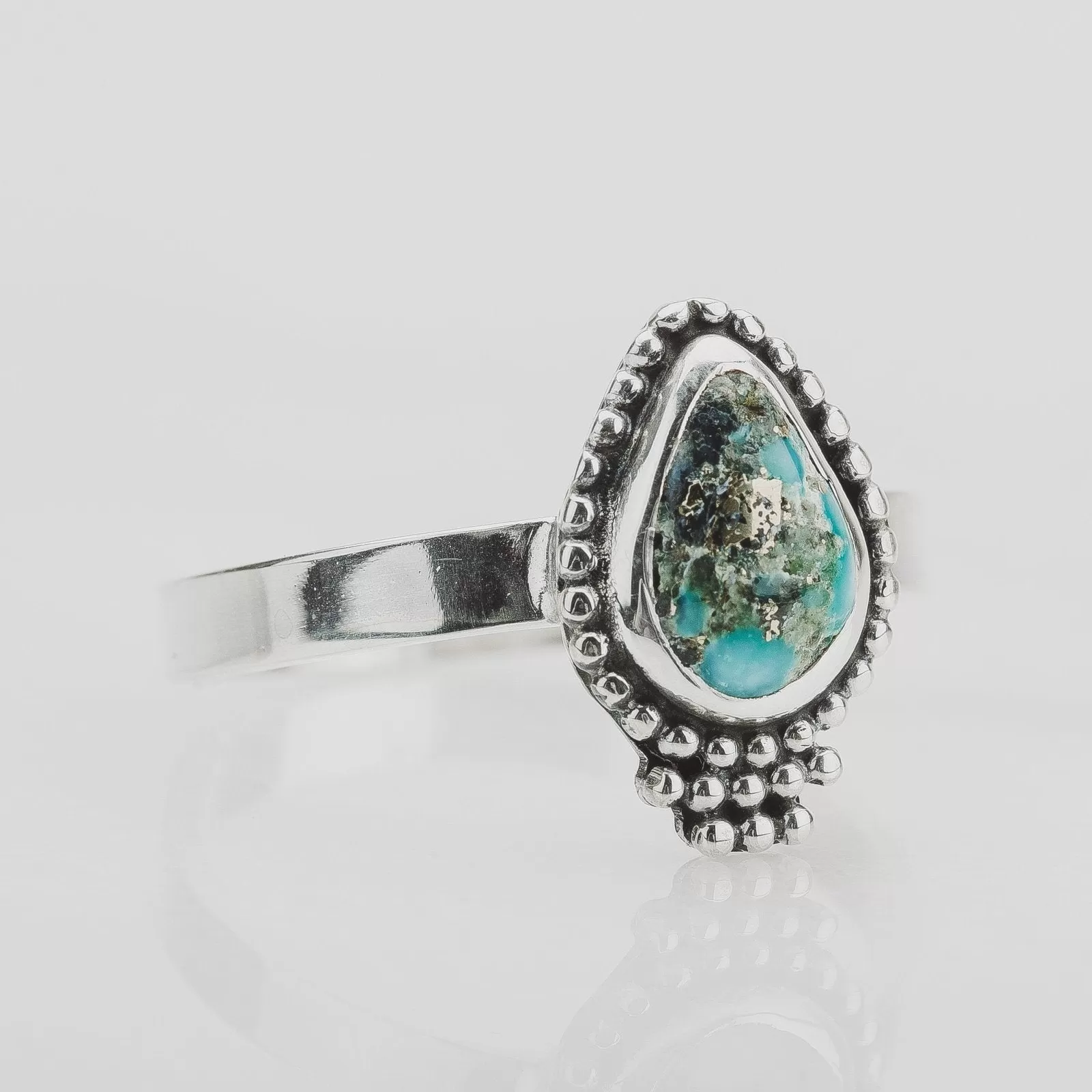 Size 10 White Water Turquoise Gemstone Ring