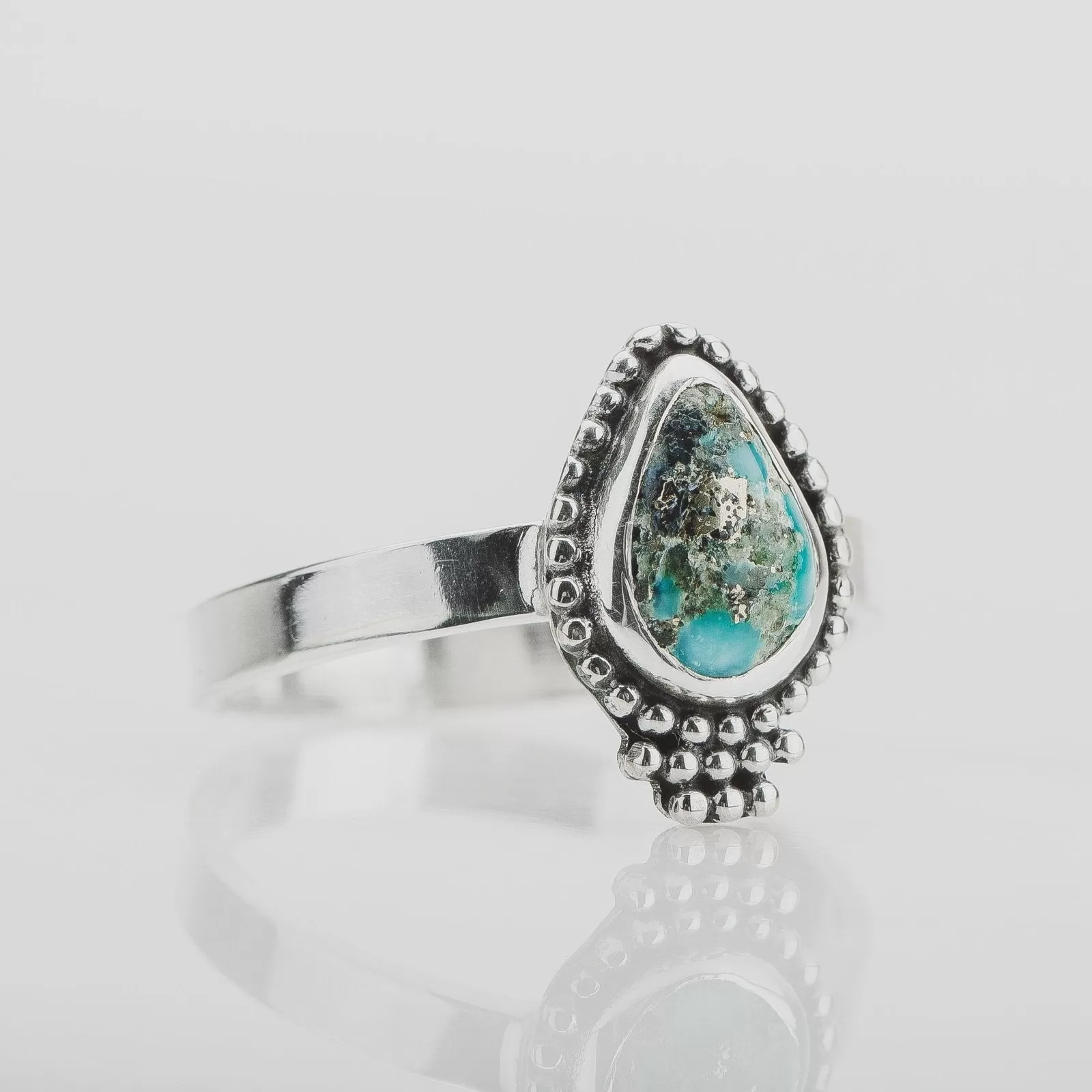 Size 10 White Water Turquoise Gemstone Ring